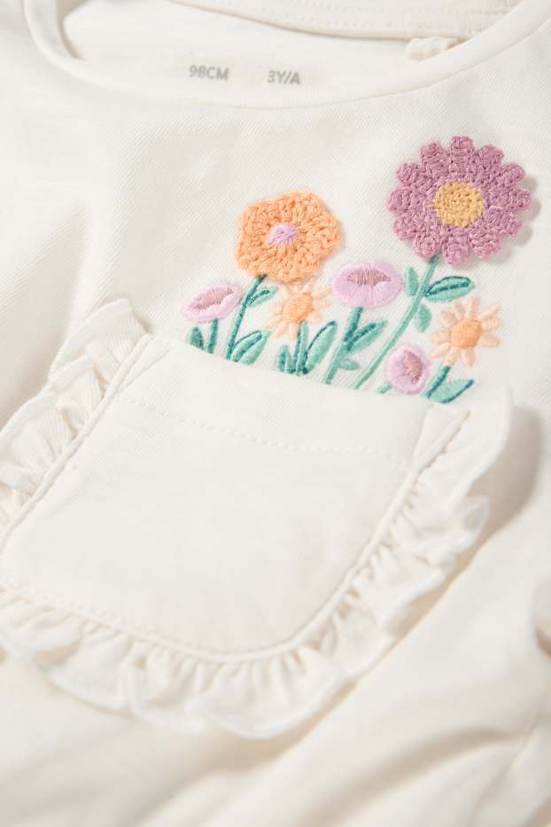 Kinder Mädchen - Blume - Kurzarmshirt - hellbeige