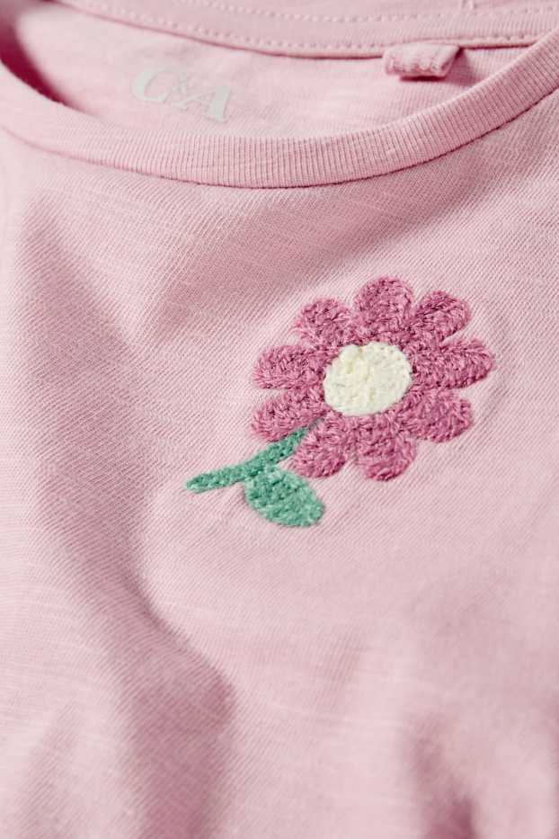 Kinder Mädchen - Blume - Kurzarmshirt - rosa