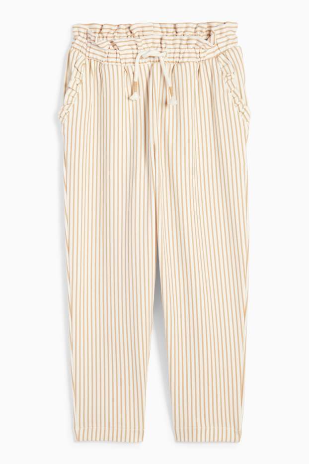 Kinder Mädchen - Stoffhose - gestreift - beige