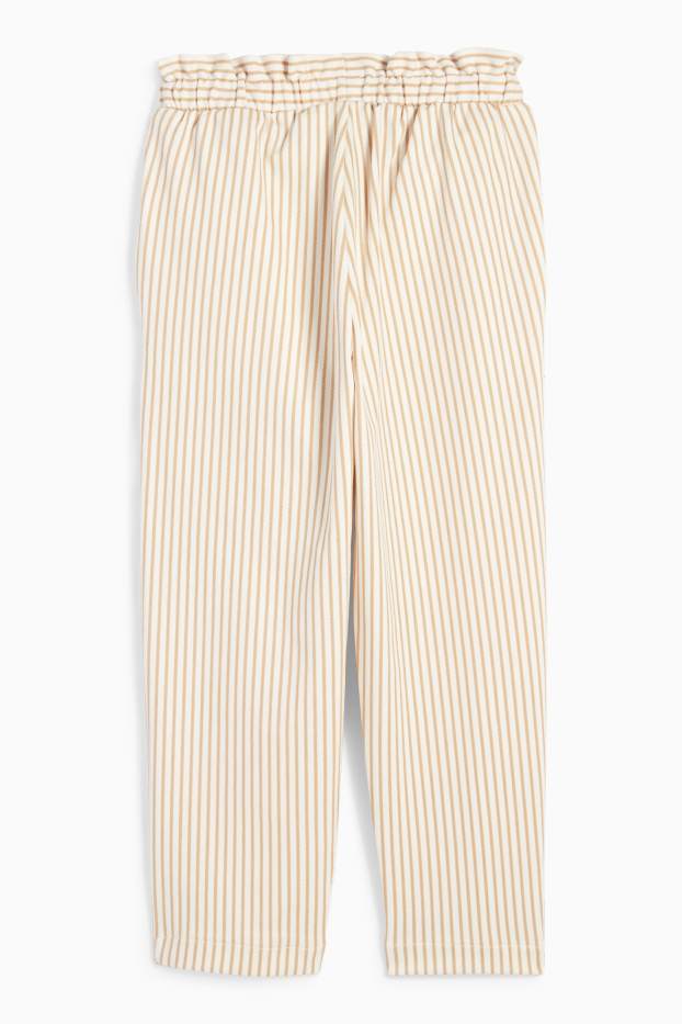 Kinder Mädchen - Stoffhose - gestreift - beige