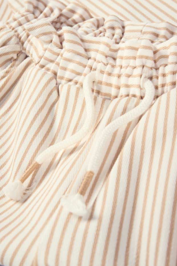 Kinder Mädchen - Stoffhose - gestreift - beige