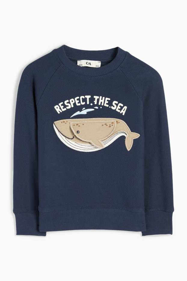 Kinder Jungen - Wal - Sweatshirt - gerippt - dunkelblau