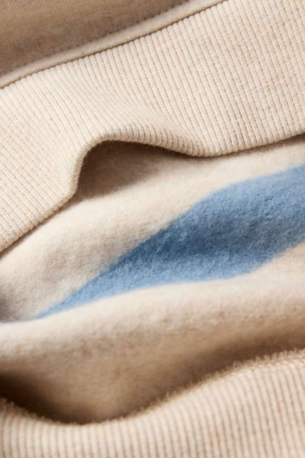 Kinderen: jongens - Voertuig - sweatshirt - gestreept - licht beige