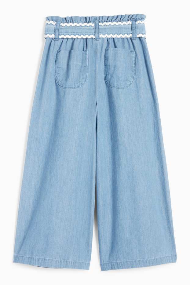 Enfants filles - Pantalon de toile avec une ceinture - bleu