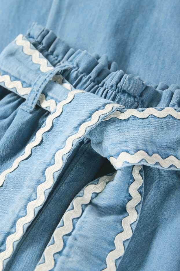 Enfants filles - Pantalon de toile avec une ceinture - bleu