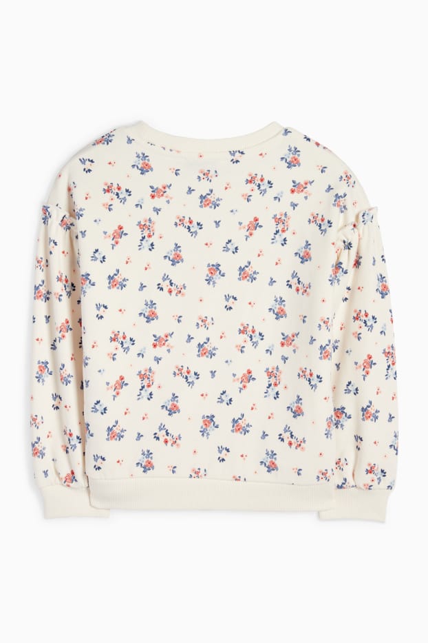 Enfants filles - Fleurs - sweat - blanc crème