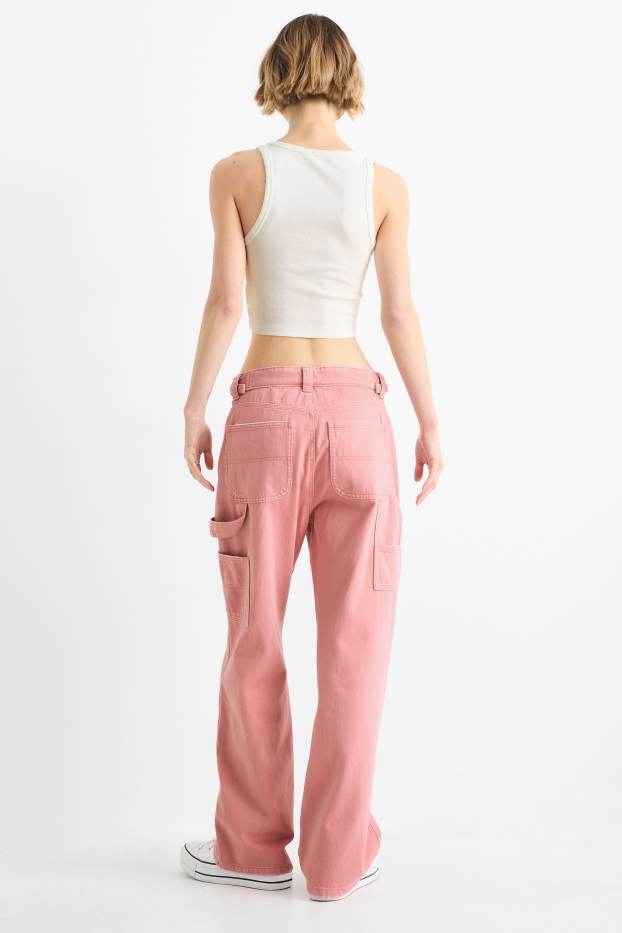 Damen - Stoffhose - Baggy Fit - pink