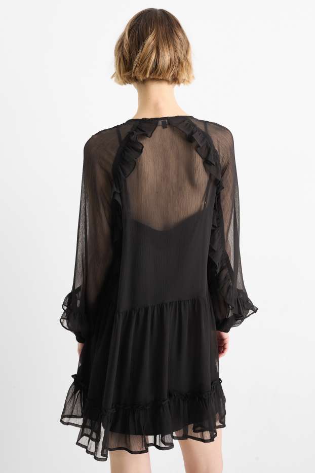 Femmes - Robe en mousseline - noir