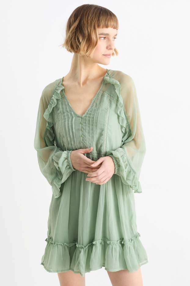 Damen - Chiffon-Kleid - grün