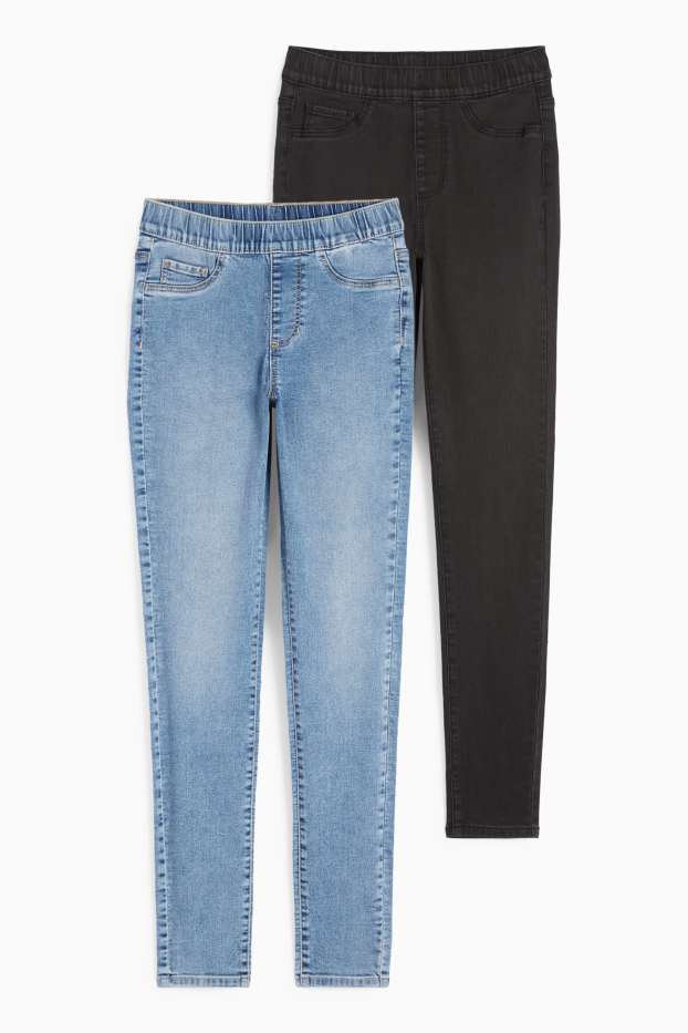 Donna - Confezione da 2 - jeggings - vita media - skinny fit - jeans blu