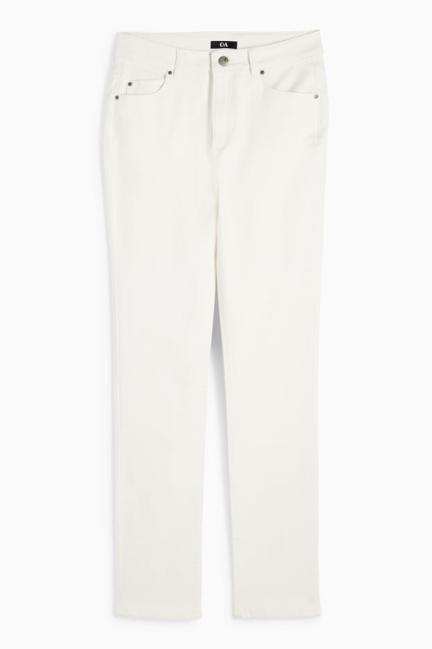 Femei - Pantaloni de stofă - talie înaltă - slim fit - alb-crem