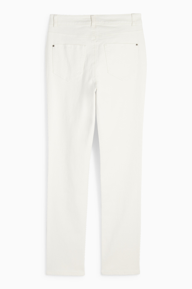 Femei - Pantaloni de stofă - talie înaltă - slim fit - alb-crem