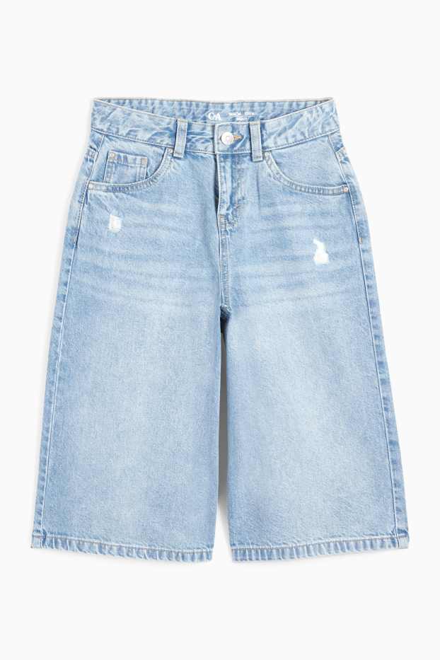 Enfants filles - Short en jean baggy - jean bleu clair