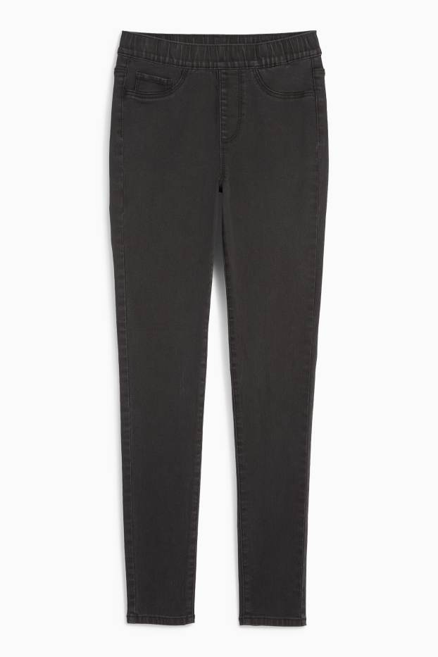 Dámské - Džegíny - mid waist - skinny fit - džíny - tmavošedé