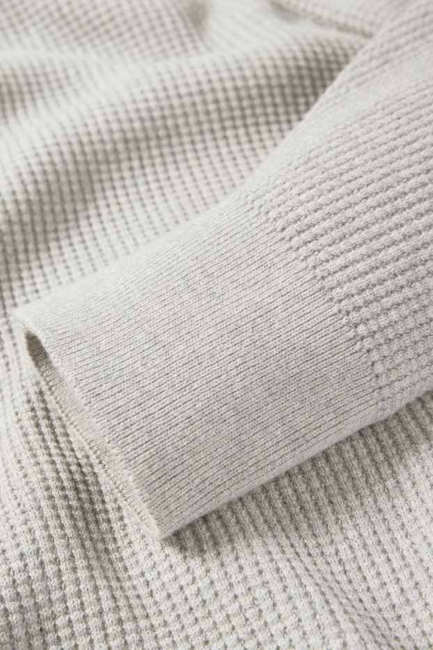 Uomo - Maglione con cappuccio - tessuto tramato - grigio