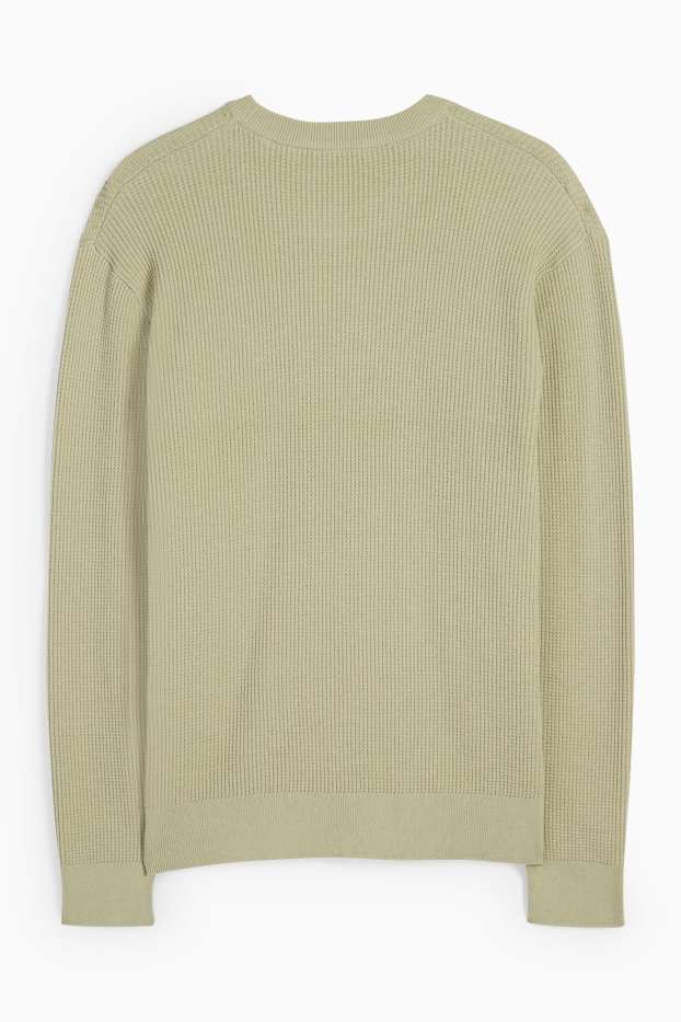 Hommes - Pull - texturé - vert clair