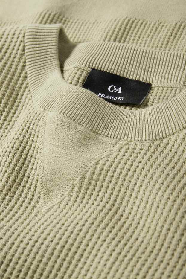 Hommes - Pull - texturé - vert clair