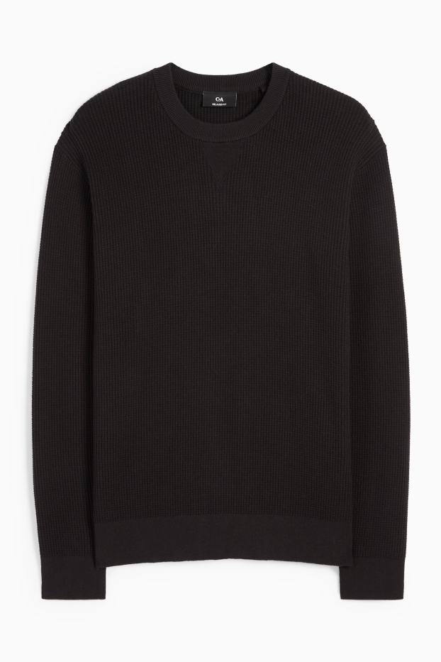 Herren - Pullover - strukturiert - schwarz