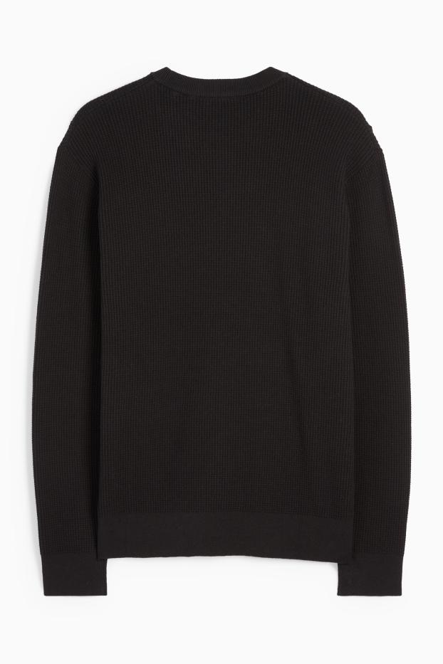 Herren - Pullover - strukturiert - schwarz