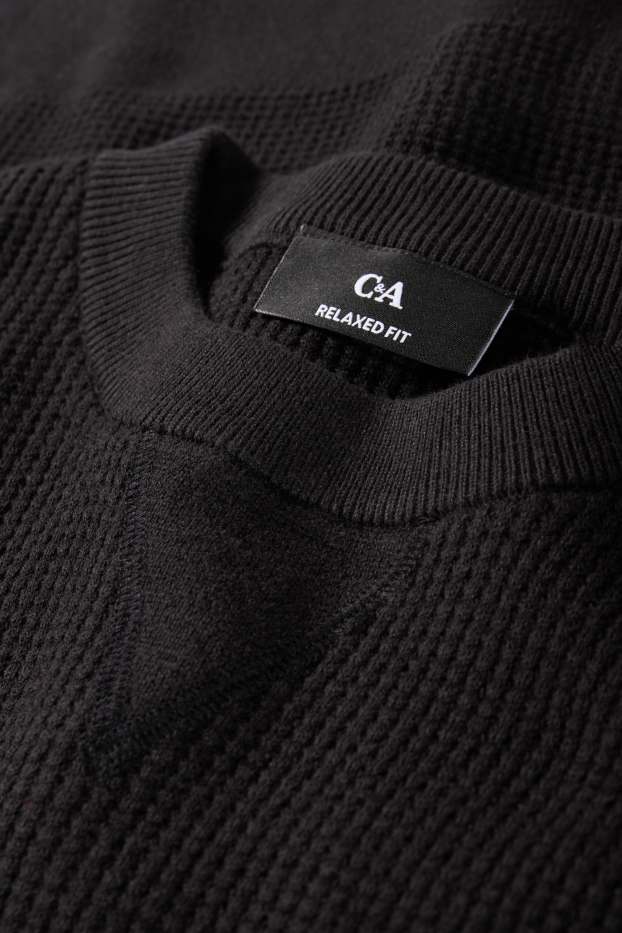 Herren - Pullover - strukturiert - schwarz
