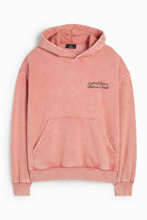 Hommes - Sweat à capuche oversize - rose foncé