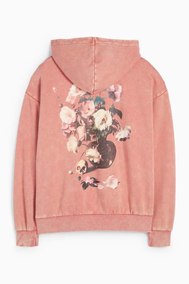 Hommes - Sweat à capuche oversize - rose foncé