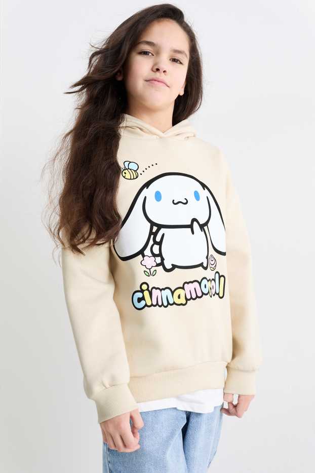 Děti - dívky - Cinnamoroll - mikina s kapucí - světle béžová