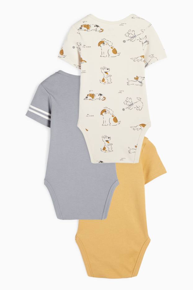 Bébés garçons - Lot de 3 - tigres et chiens - bodys bébé - jaune moutarde