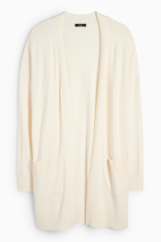 Femmes - Gilet long en maille - blanc crème
