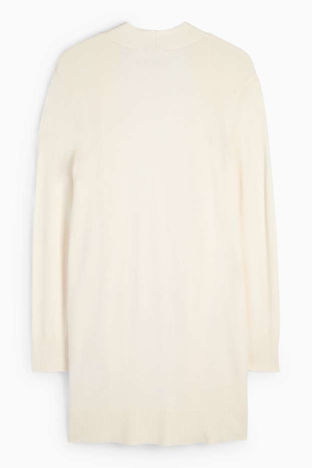 Femmes - Gilet long en maille - blanc crème