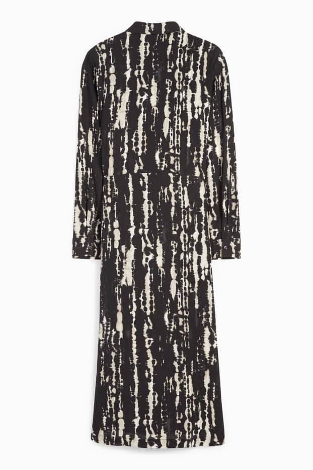 Donna - Vestito a camicia - fantasia - tessuto tramato - nero / beige