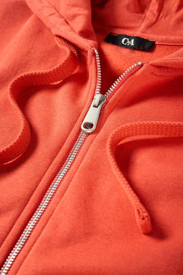 Damen - Basic-Sweatjacke mit Kapuze - orange