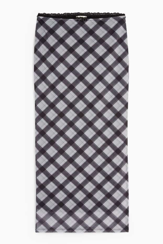 Femmes - Jupe en maille-filet - à carreaux - noir / blanc