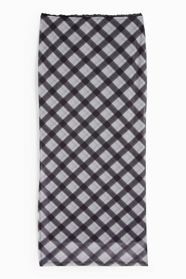 Femmes - Jupe en maille-filet - à carreaux - noir / blanc