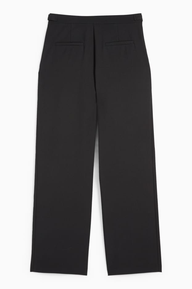 Women - Cloth trousers - mid-rise waist - wide leg - black