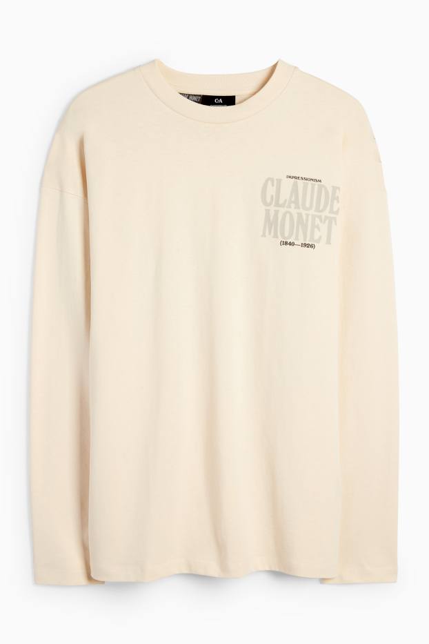 Heren - Longsleeve - Claude Monet - licht beige