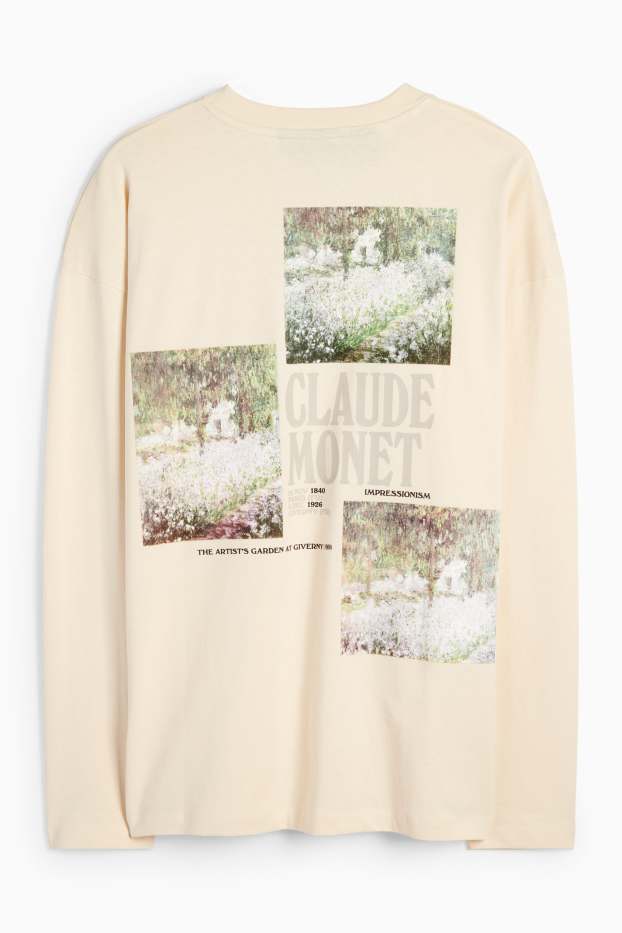 Heren - Longsleeve - Claude Monet - licht beige