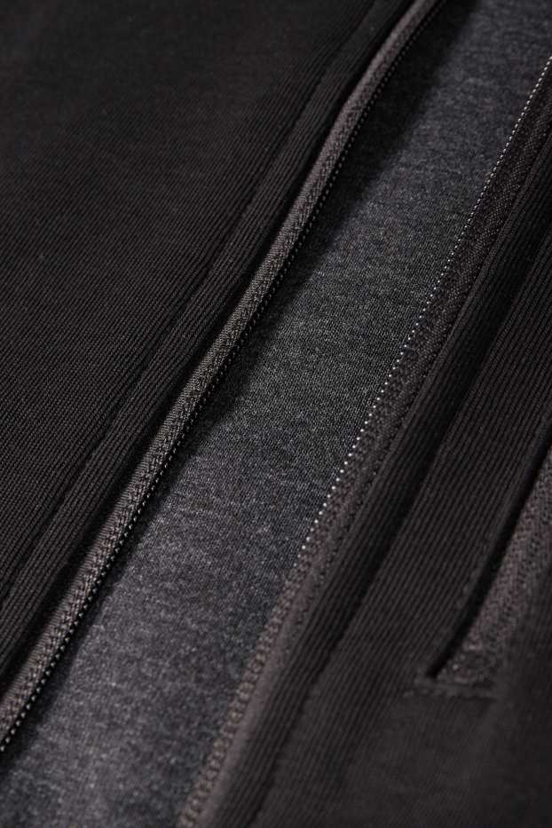 Heren - Sportvest van sweatstof, met capuchon - zwart