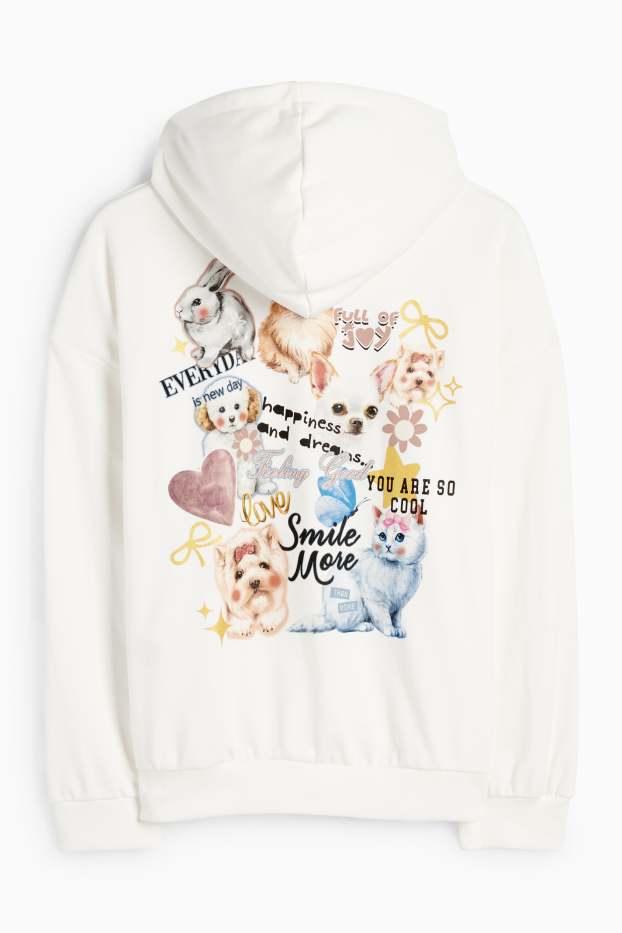 Kinder Mädchen - Hund, Katze und Hase - Hoodie - weiß