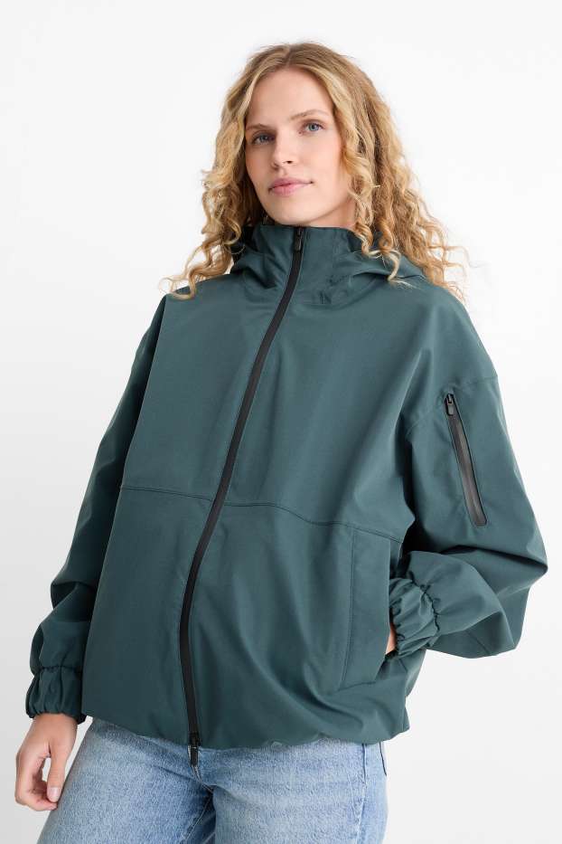 Dames - Regenjas met capuchon - waterdicht - groen