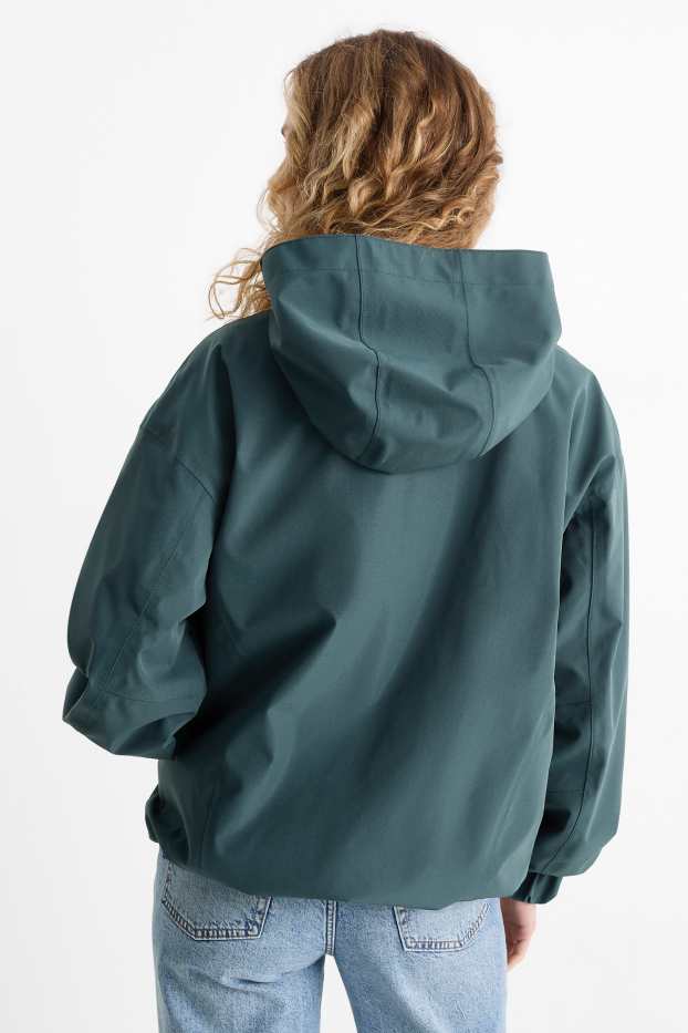 Dames - Regenjas met capuchon - waterdicht - groen