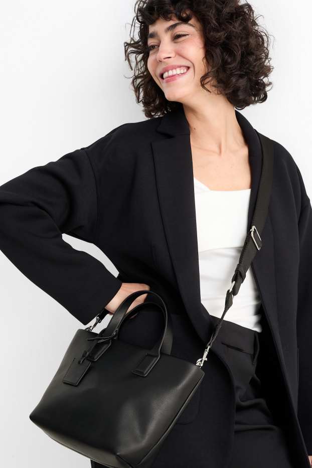 Donna - Borsa con spallaccio staccabile - similpelle - nero