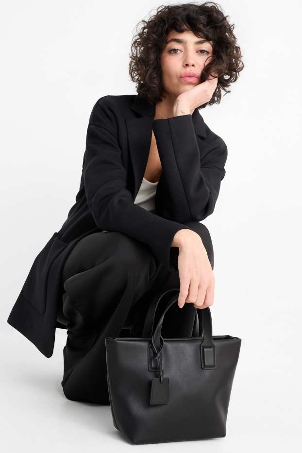 Donna - Borsa con spallaccio staccabile - similpelle - nero