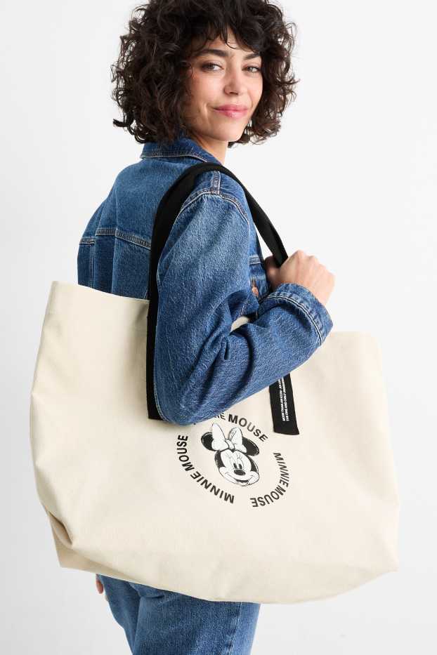Dames - Grote shopper - Minnie Mouse - licht beige