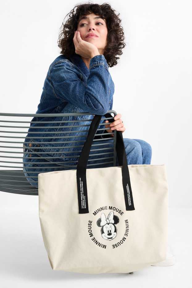 Dames - Grote shopper - Minnie Mouse - licht beige
