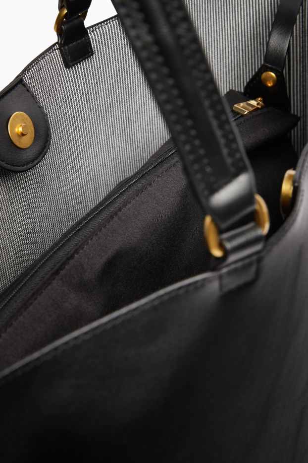 Dámské - Souprava - velká kabelka shopper a pouzdro na karty - imitace kůže - černá