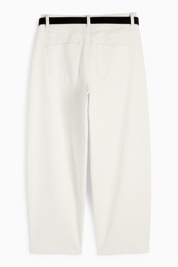Donna - Curved jeans con cintura - vita alta - bianco crema