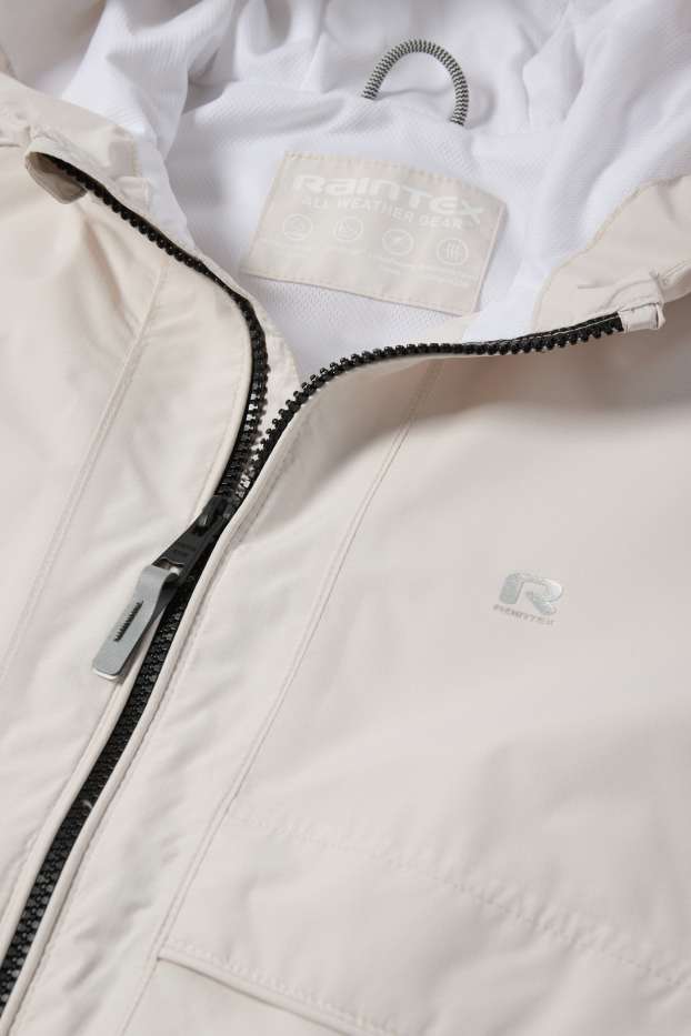 Kinderen: meisjes - Regenjas met capuchon - waterdicht - licht beige