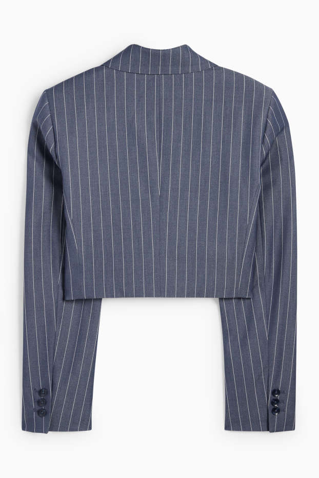 Damen - Crop Blazer - Relaxed Fit - Nadelstreifen - dunkelblau