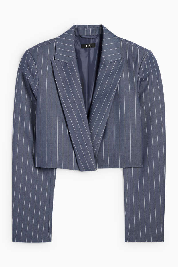 Damen - Crop Blazer - Relaxed Fit - Nadelstreifen - dunkelblau